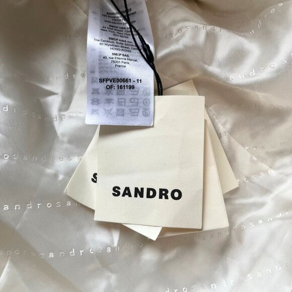 NWT SANDRO TRUMAN TWEED BELTED BLAZER JACKET IN ECRU - Picture 6 of 10